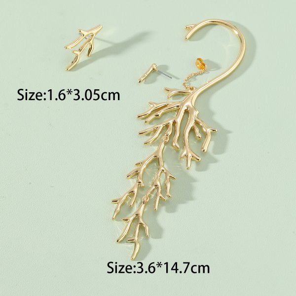 Fashion Jewelry Metal Personality Coral Asymmetric Earrings