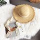 Summer Beach Raffia Black White Ribbon Hat Bow Raffia Hat Temperament Flat Straw Hats