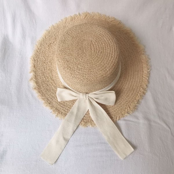 Bow Knot Raw Edge Travel Sun Hat