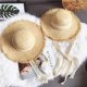 Summer Beach Raffia Black White Ribbon Hat Bow Raffia Hat Temperament Flat Straw Hats