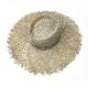 Women's Raffia Style Straw Hat With Raw Edge And Concave Top