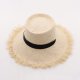 Raffia Tie Flat Top Frayed Straw Hat