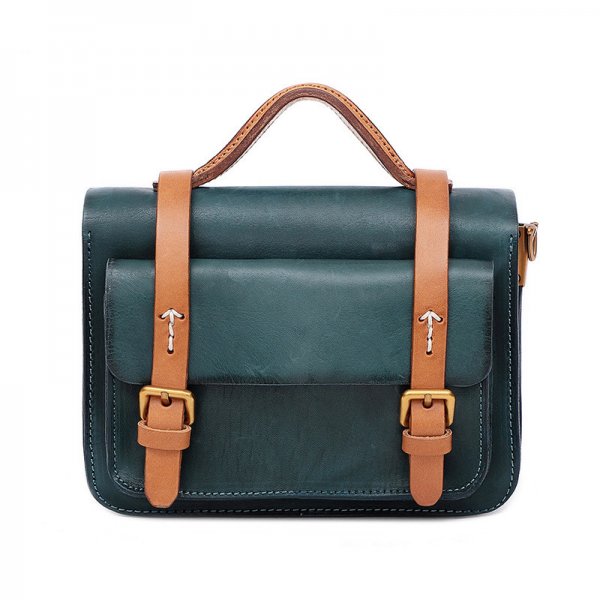 Crossbody Shoulder Bag Vegetable Tanned Leather Shoulder Bag Multifunctional Retro Leather Handbag